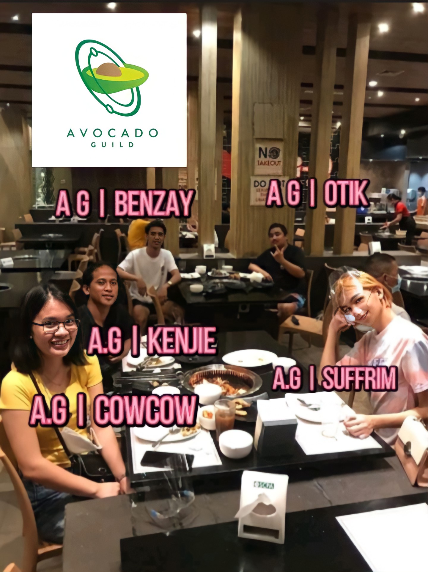 We would like to say THANKYOUU once again to AVOCADO GUILD.  We we're able to meet each other and enjoyed our dinner  . @A .G | otik  @A.G Benzay @A.G | 💡TKR💡| Kenjie @A.G.|✨SMN✨| Cowcow . Thankyouu also to the managers especially Daddy Sunny and Brendino ☀️❤️